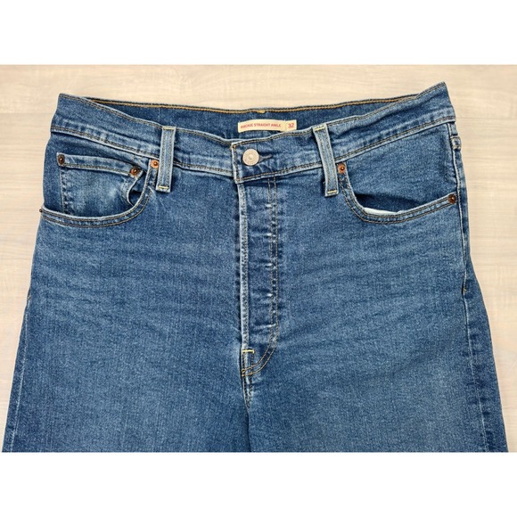 Levi's Ribcage Straight Ankle High Rise Button‎ Fly Jeans 32x27 Stretch - Picture 3 of 10